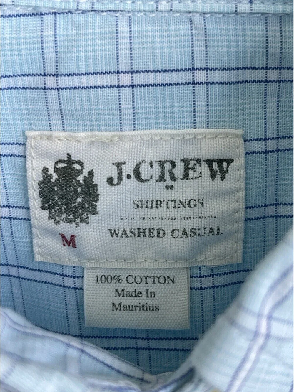 J Crew Mens Shirt Size M Classic Fit Stretch Light Blue Checkered Button Up.
